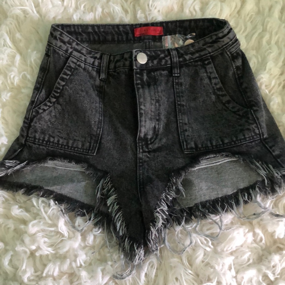 Edgy denim black shorts- Brand New